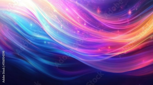 Abstract Flowing Lines in Purple and Blue with Dreamy Light Particles