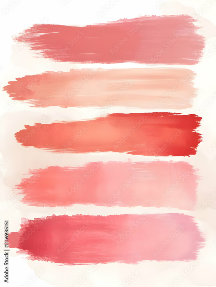 A series of blended color swatches in shades of pink and red. A series of blended color swatches in shades of pink and red.