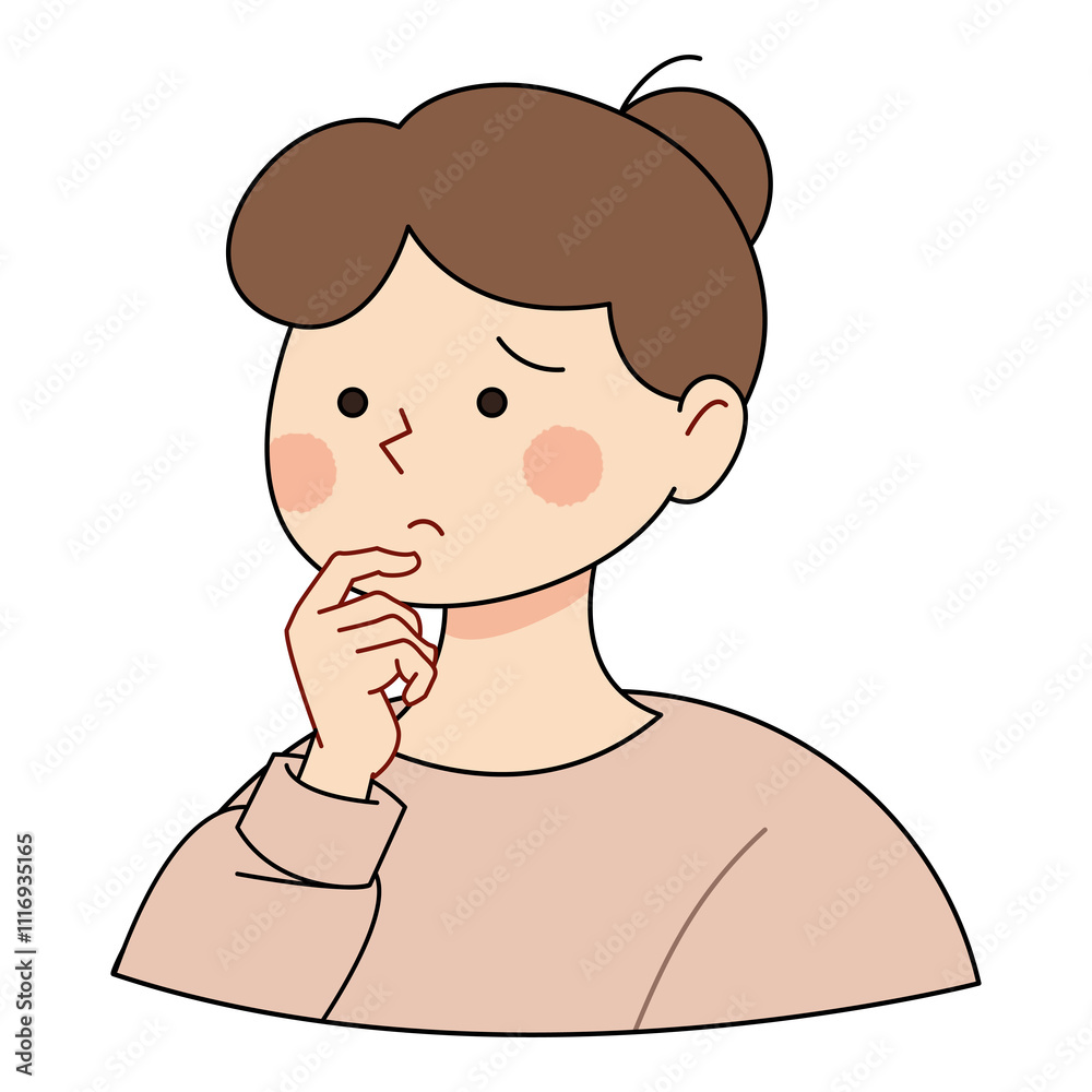 考える若い女性(困惑) 考える若い女性(困惑)