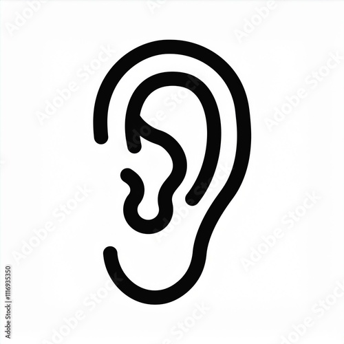 ear black outline linear icon isolated on white