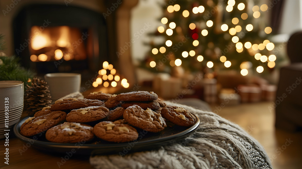 Obraz premium Freshly baked ginger cookies displayed in a warm and inviting setup, great for holiday visualshigh quality image
