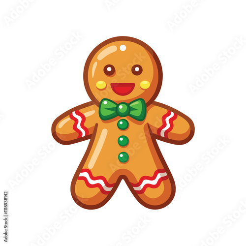 Delicious Gingerbread Cookies for the Holiday Season vector illustration isolated on white background