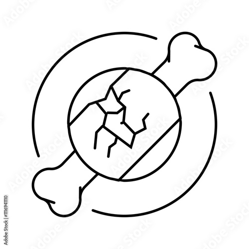 bone crack fracture injury line icon vector. bone crack fracture injury sign. isolated contour symbol black illustration