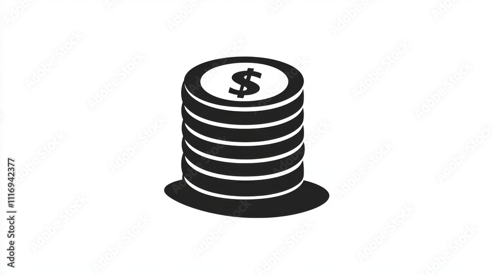 Stack of coins with a circular design on a black background Stack of coins with a circular design on a black background