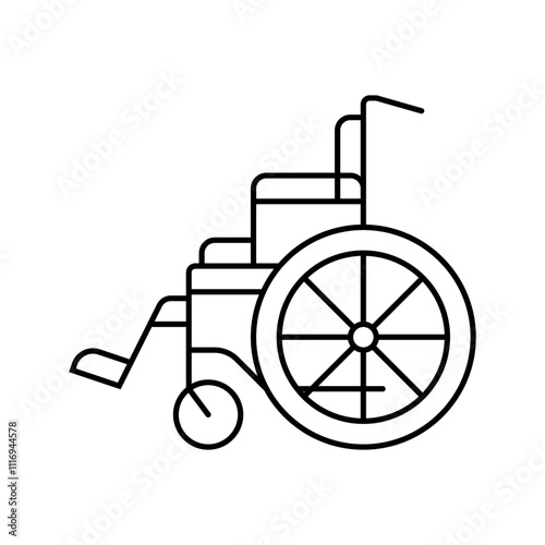 wheelchair fracture injury line icon vector. wheelchair fracture injury sign. isolated contour symbol black illustration