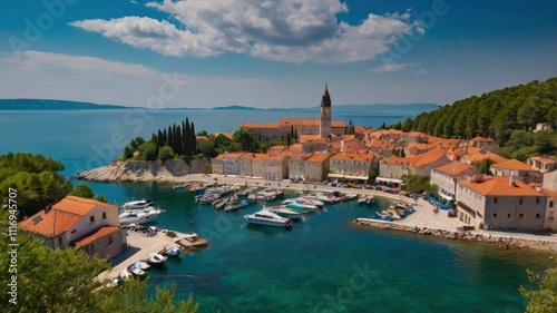 Fototapeta Naklejka Na Ścianę i Meble -  The image was taken in the small coastal town of Moscenicka Draga, Croatia