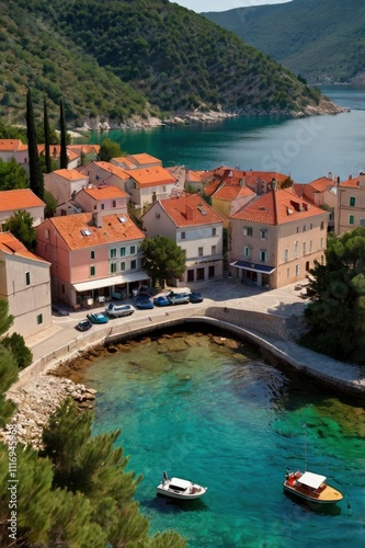 The image was taken in the small coastal town of Moscenicka Draga, Croatia