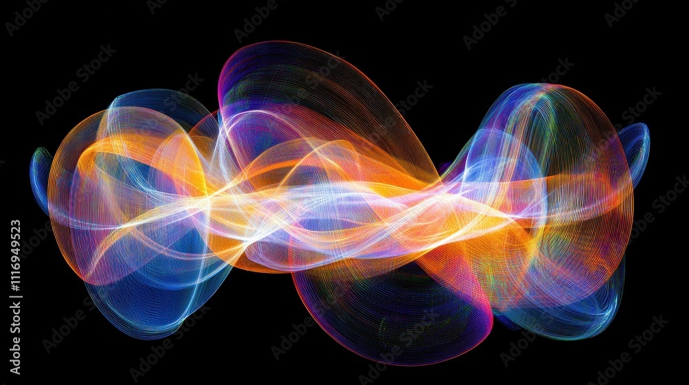 Fototapeta premium Abstract Colorful Light Waves Dance in the Dark