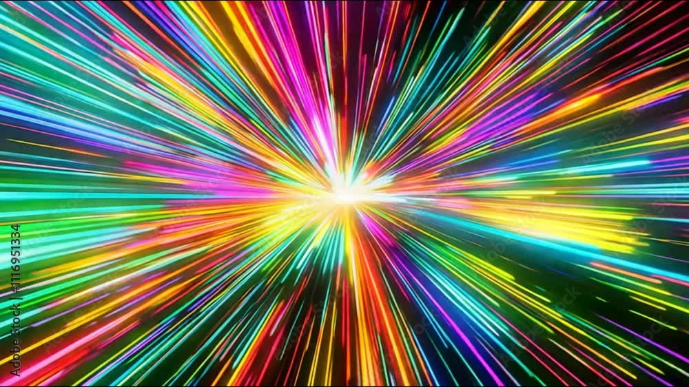 Visual explosion of vibrant light and colors showcasing dynamic energy and movement in a dark background Visual explosion of vibrant light and colors showcasing dynamic energy and movement in a dark background