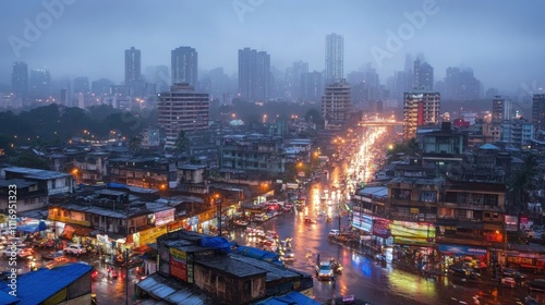 Mumbai's Night Rain: A Cityscape of Contrasts