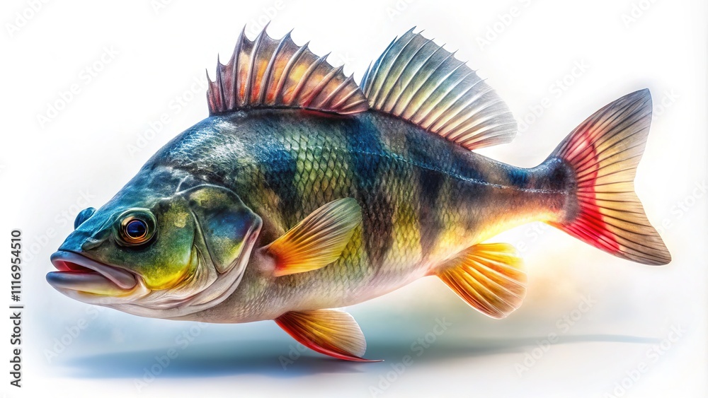 Large Dark Perch Long Exposure White Background AI Photo Large Dark Perch Long Exposure White Background AI Photo