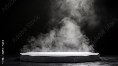 Wallpaper Mural Podium black dark smoke background product platform abstract stage texture fog spotlight. Dark black floor podium Torontodigital.ca
