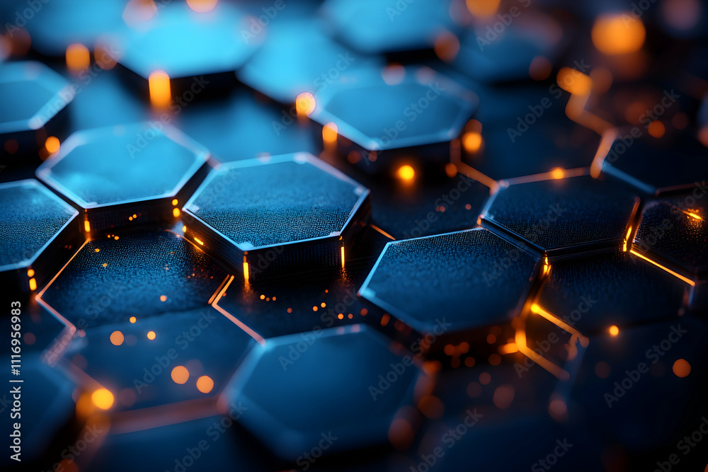 Obraz premium Abstract hexagonal pattern with glowing edges.