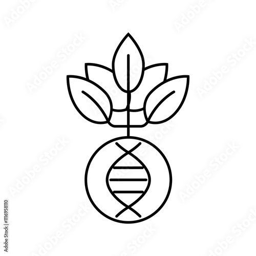 plant with dna genetic engineering line icon vector. plant with dna genetic engineering sign. isolated contour symbol black illustration