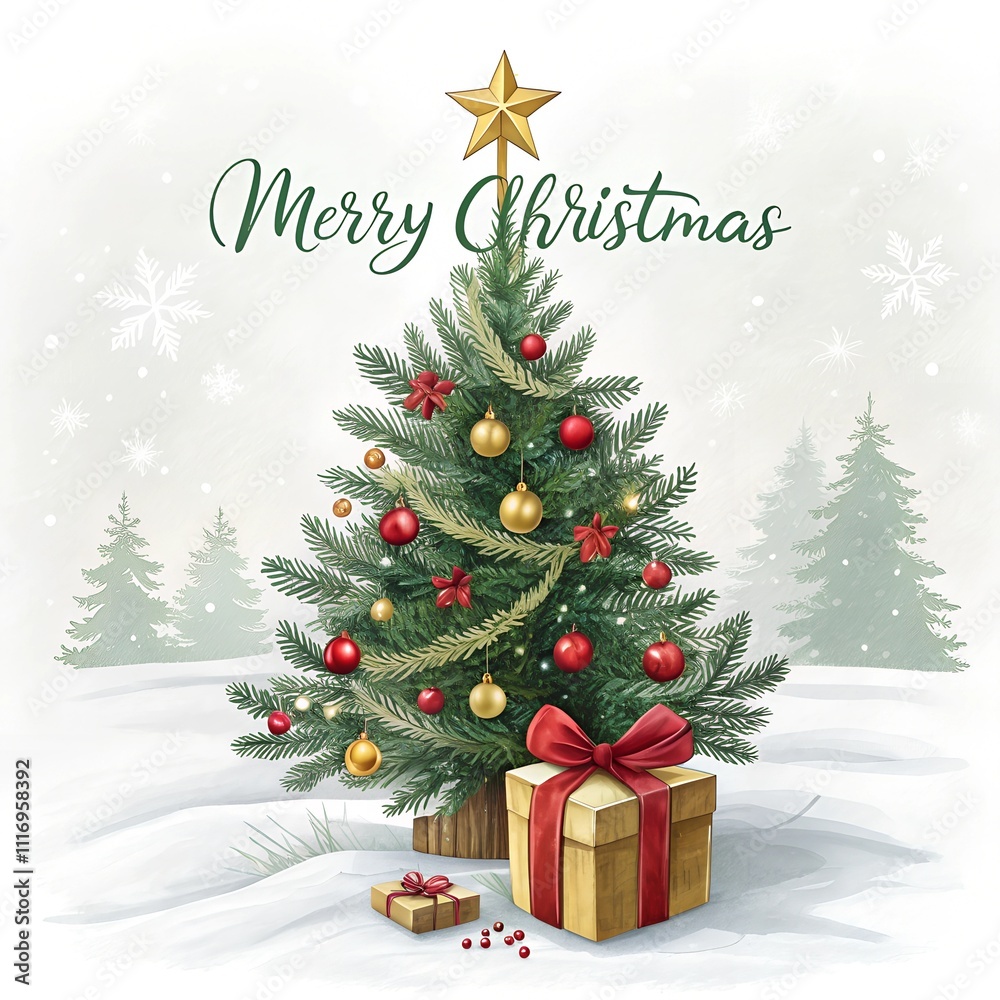 Obraz premium christmas tree and gifts
