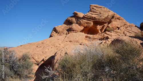 Red stone trailhead amazing rock formation in Lake Mead Nevada  photo