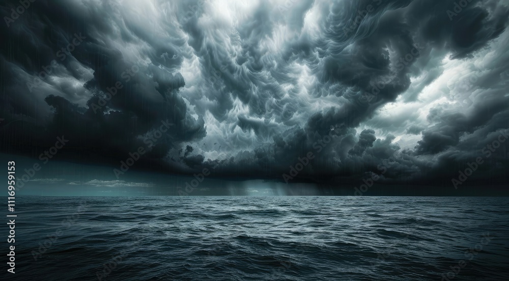 Fototapeta premium Dark Storm Clouds Over a Stormy Sea