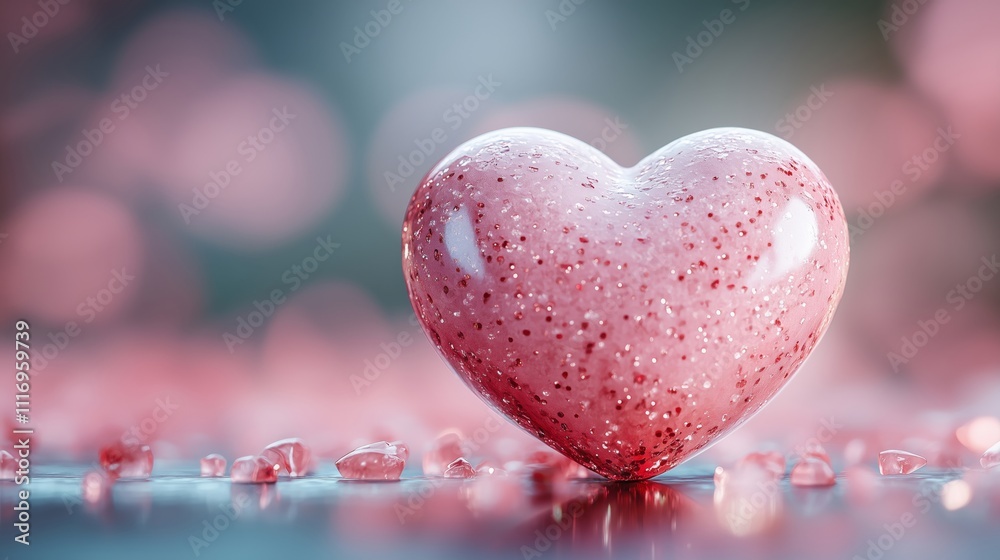 Obraz premium Beautiful Pink Heart Sparkling with Love and Romance