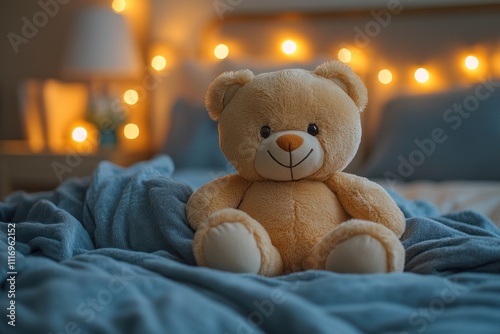 Cozy children's room with colorful toys and teddy bear for happy childhood atmosphere and educational play photo