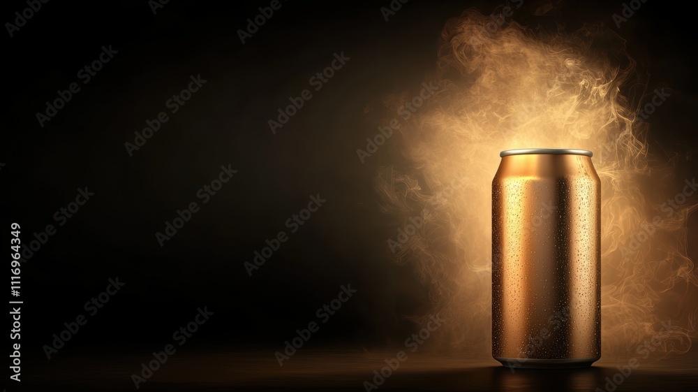 Sleek beer can mockup dark studio setting high fidelity image dramatic lighting modern design concept Sleek beer can mockup dark studio setting high fidelity image dramatic lighting modern design concept