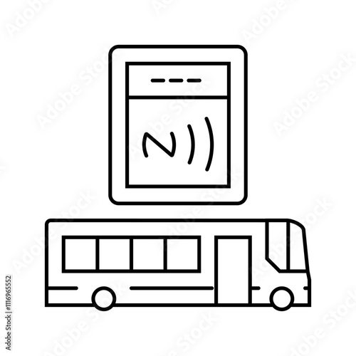 phone tapping object nfc technology line icon vector. phone tapping object nfc technology sign. isolated contour symbol black illustration