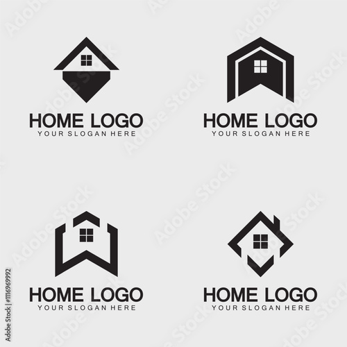 Home logo icon vector illustration design template.Home and house logo design vector, logo , architecture and building, design property , stay at home estate Business logo.