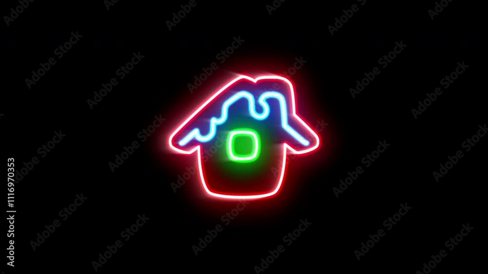 The blinking neon light icon in the black background. The blinking neon light icon in the black background.