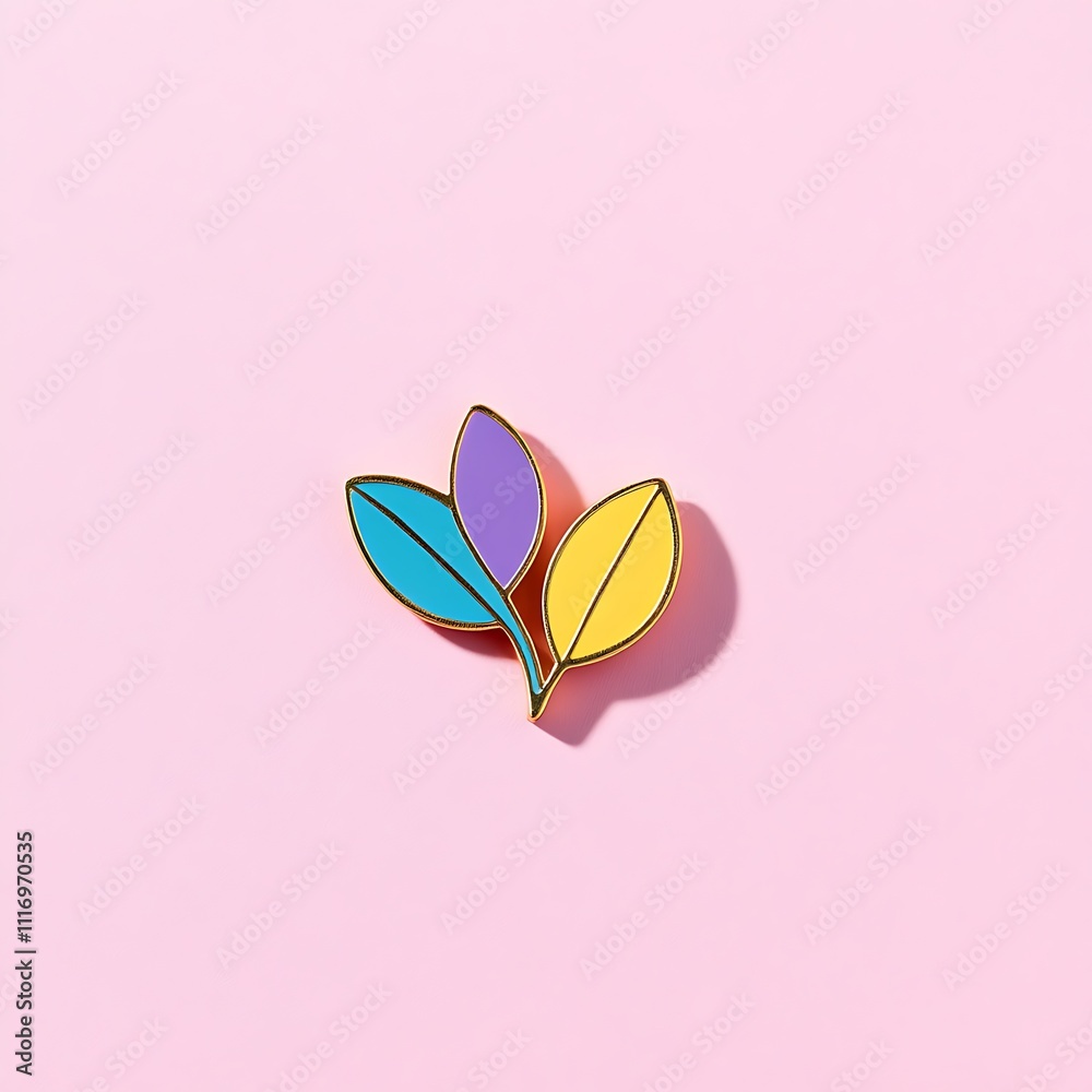 Colorful Enamel Pin Depicts Two Abstract Leaves Colorful Enamel Pin Depicts Two Abstract Leaves