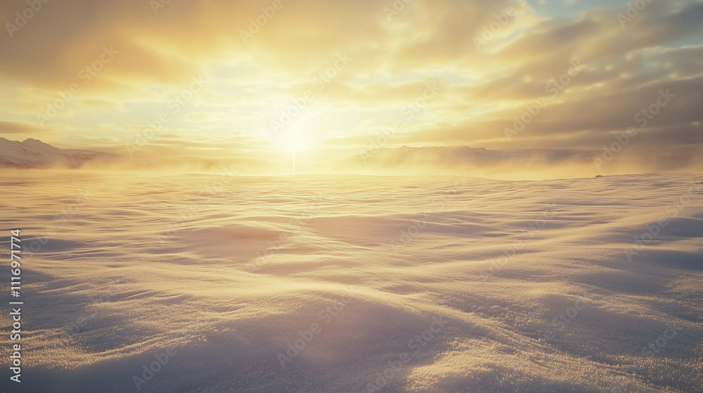 Serene Winter Snowscape Under Sunlight Serene Winter Snowscape Under Sunlight