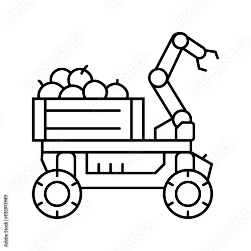 fruit picker robot harvests line icon vector. fruit picker robot harvests sign. isolated contour symbol black illustration