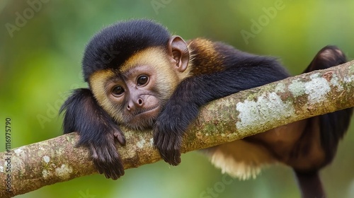 Adorable Baby Monkey Resting On A Branch