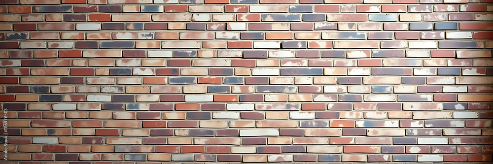 Obraz premium Empty red brick wall providing ample space for promotional text or marketing content, showcasing rustic and weathered appearance that enhances visual appeal