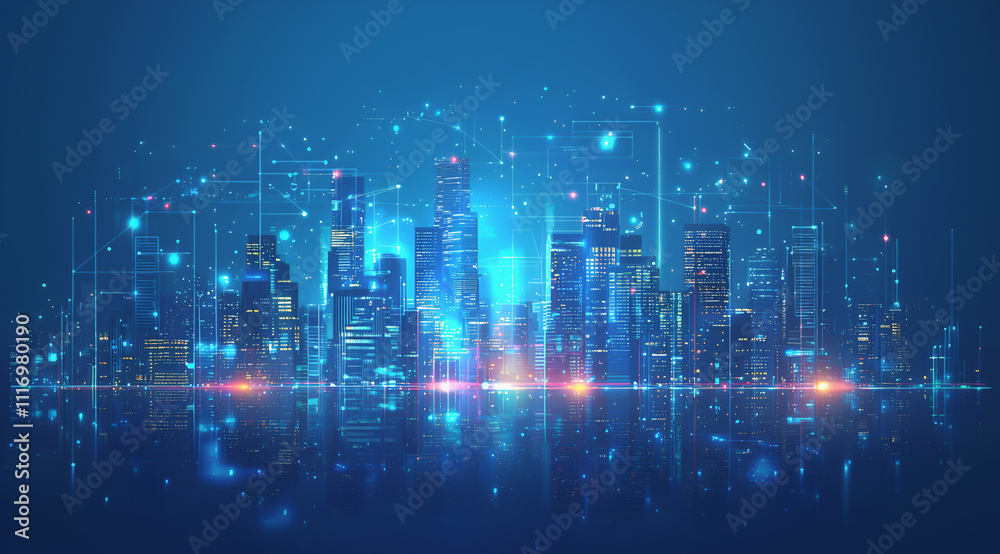 Futuristic Digital Skyline Glowing with Neon Lights in a Virtual Cityscape
Futuristic Digital Skyline Glowing with Neon Lights in a Virtual Cityscape