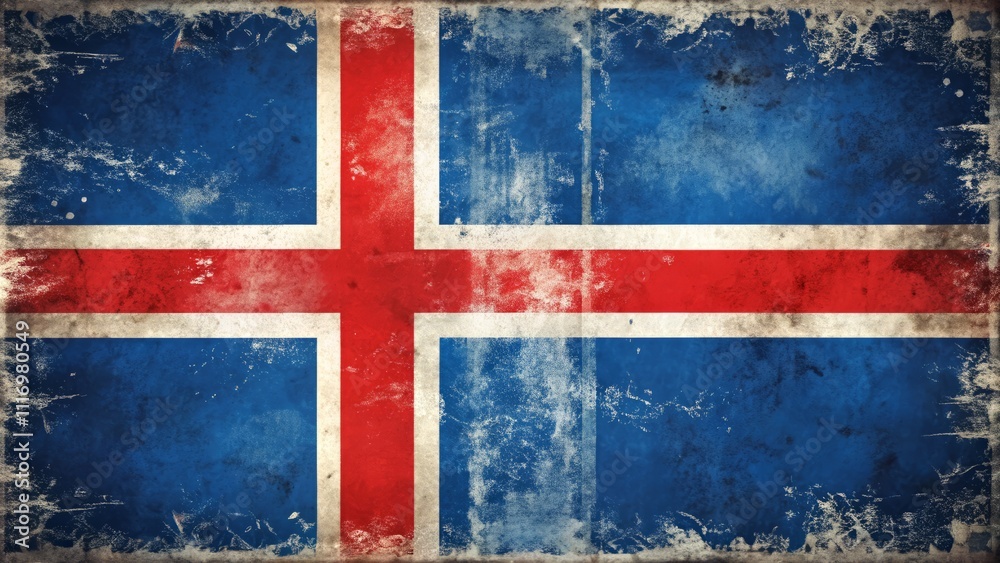Fototapeta premium Grunge Icelandic Flag Vector Illustration - A Unique Representation of Iceland's National Identity and Heritage with Text Space for Creative Use and Graphic Design Applications