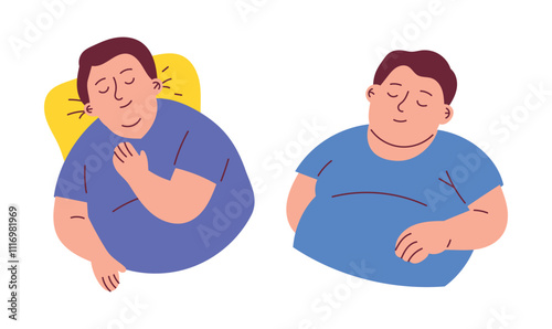 Sleeping Obese Man Scene of Cozy Sleep wit Relaxing Atmosphere