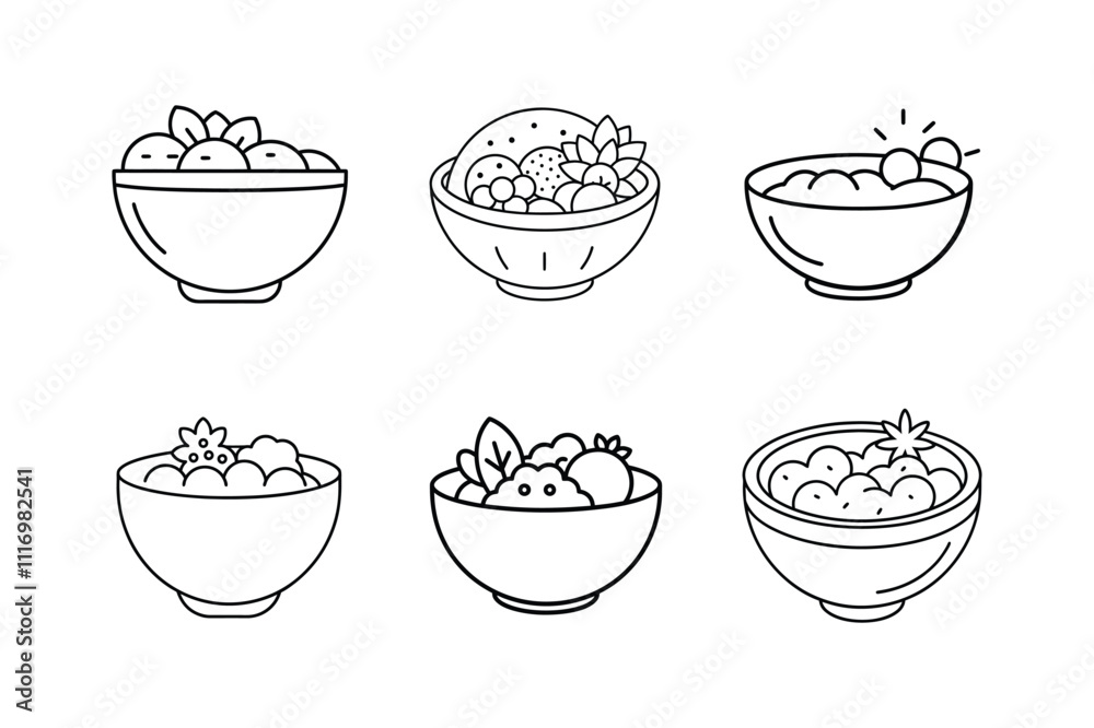 healthy breakfast bowl icon line art vector illustration outline design healthy breakfast bowl icon line art vector illustration outline design