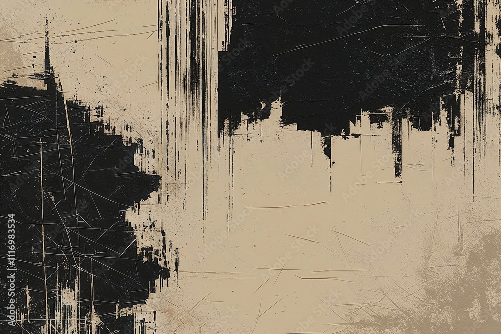 Fototapeta premium Dark Grunge Texture with Scratched Beige and Black Layer