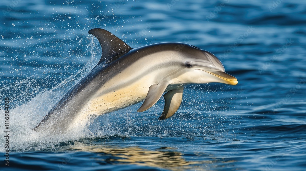 Striped Dolphin Leaping Gracefully From Ocean Water Striped Dolphin Leaping Gracefully From Ocean Water