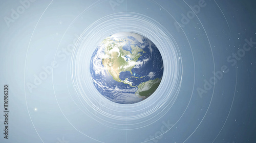 Earth axis diagram illustration showing the tilt of the Earth's rotational axis relative to its orbital plane, explaining the cause of seasonal changes and the distribution of sunlight.
