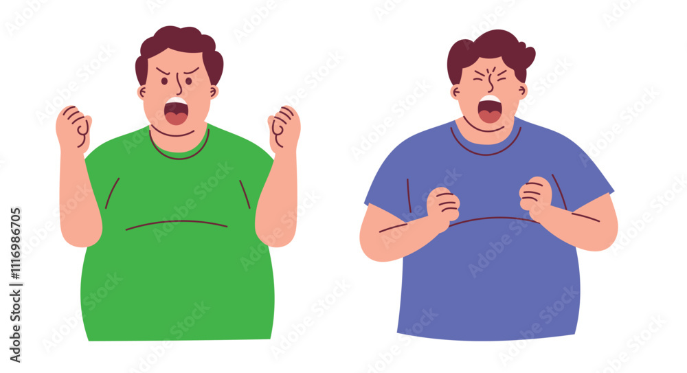 Angry Obese Man Screaming Out Angry Obese Man Screaming Out