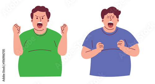 Angry Obese Man Screaming Out