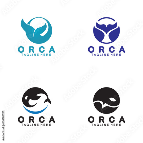 Killer whale Orca logo design vector illustration