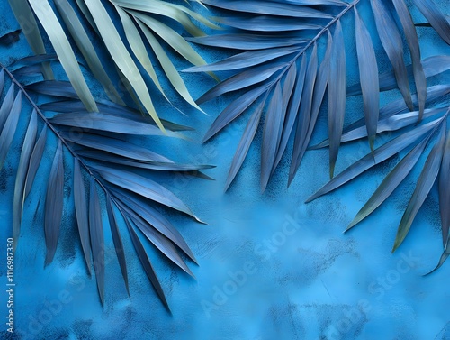 Vibrant Blue Tropical Leaves: An Abstract Composition