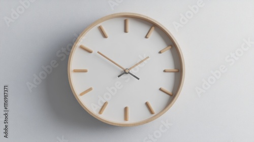 Wallpaper Mural Simple Wooden Clock on White Wall Torontodigital.ca