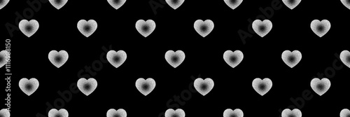 A seamless pattern featuring dotwork hearts adorned with subtle white noise stipple dots. This romantic Valentine's Day design features repeated motifs of love symbols and is perfect for creating a no