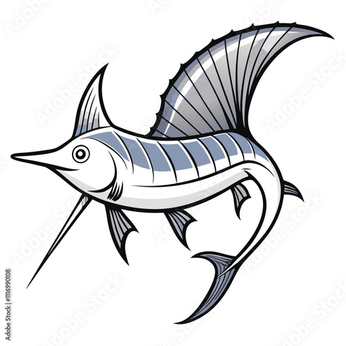 Printable Sailfish Coloring Page for Kids with Minimalist Design