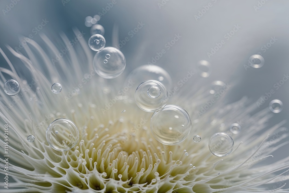 Elegant White Bubbles Appearing on a Delicate Airy Surface Elegant White Bubbles Appearing on a Delicate Airy Surface