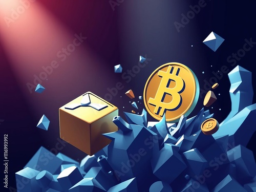 Cryptocurrency logos including bitcoin, ethereum, dogecoin, solana, tether, terra, ripple, litecoin, polkadot, and more falling over the edge of a cube, cryptocurrency, tether