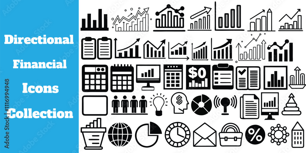 Fototapeta premium Comprehensive Collection of Directional Financial Arrow Icons for Modern Business Visualizations.