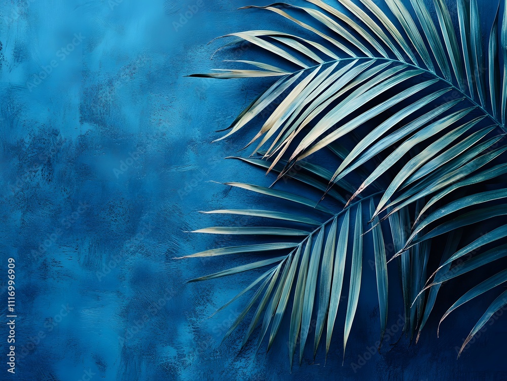 Fototapeta premium Vibrant Blue Tropical Leaves: An Abstract Composition